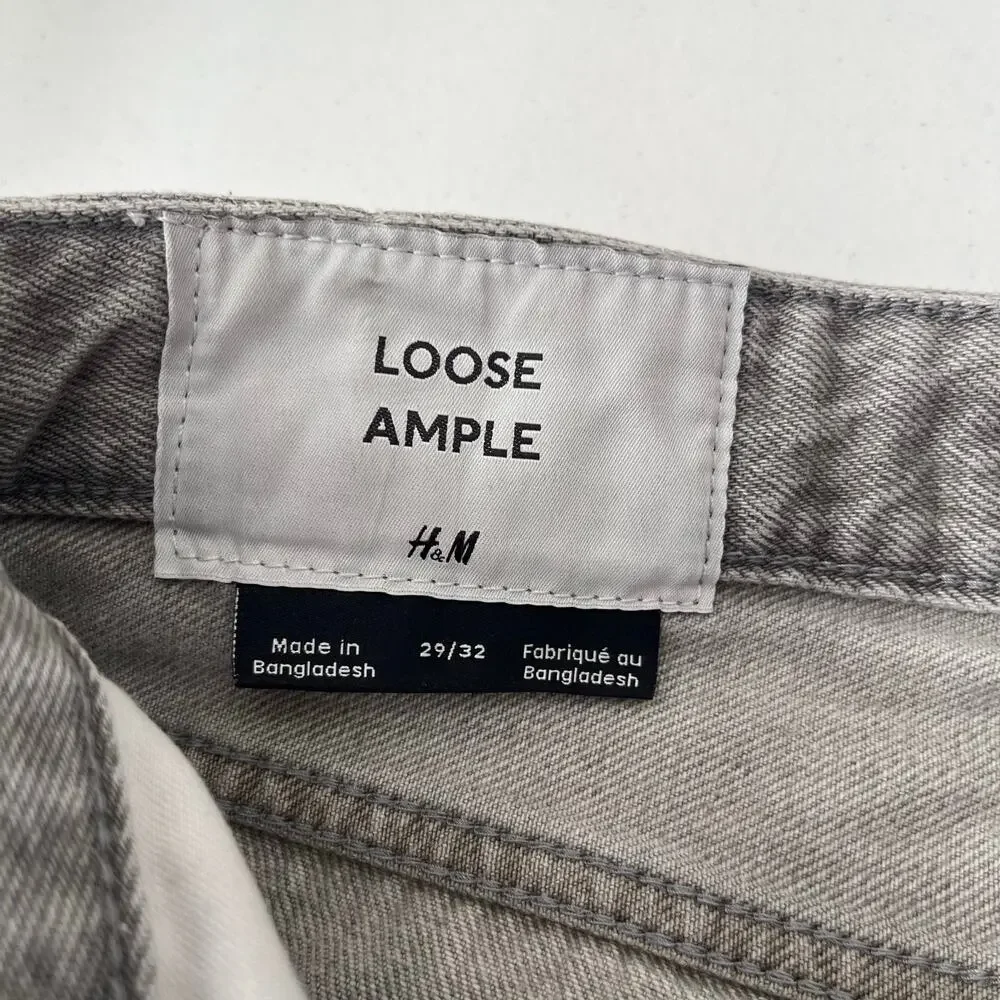 H&M Loose Ample Jeans Men's 29/32 Gray Denim Straight Leg Cotton Minimalist